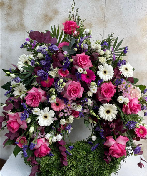 Trauerkranz- kopfgarniert rosa